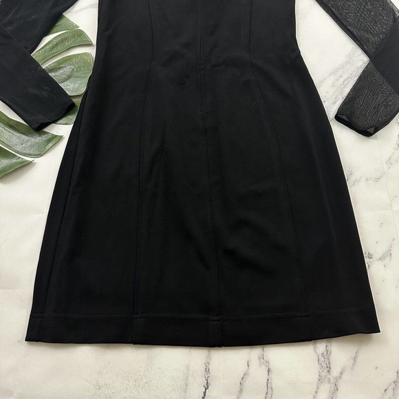 Tadashi Womens Vintage Mini Dress Size M New Black Mesh Sleeve Sheath Cocktail - Picture 11 of 11
